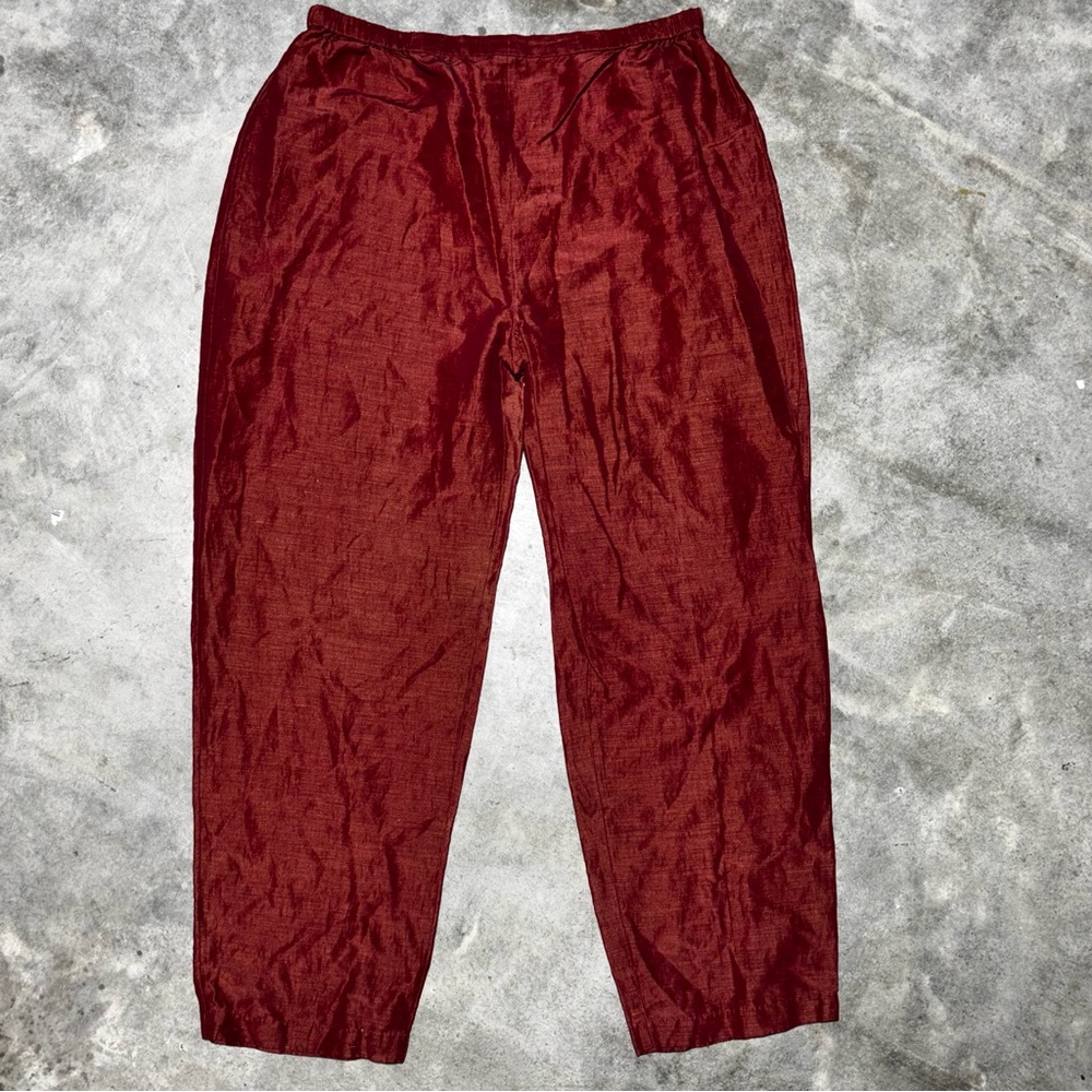 Eileen Fisher Linen Silk Blend Irridescent Sateen Pants